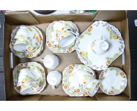 A collection of Radfords Art Deco Cynthia pattern tea ware 