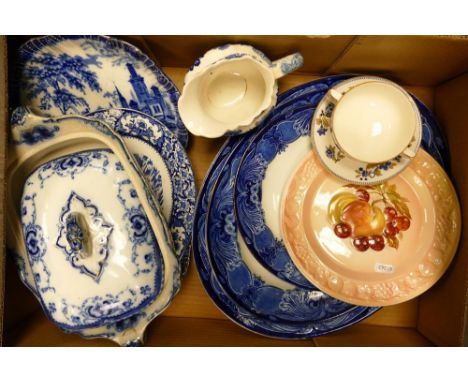 A Mixed Collection of Ceramic Items to inlclude Wedgwood Art Nouveau Plates, Crown Ducal Bouillon Cup and Saucer, Allertons W