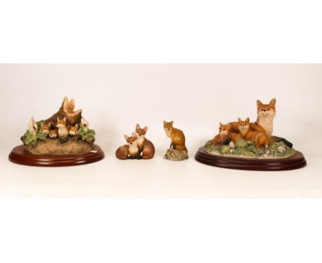 Boxed Border Fine Arts figures to include Signed Family Portrait Bo038, Brave New Word Bo0368, fox on Rock &amp; Starry Eyed 