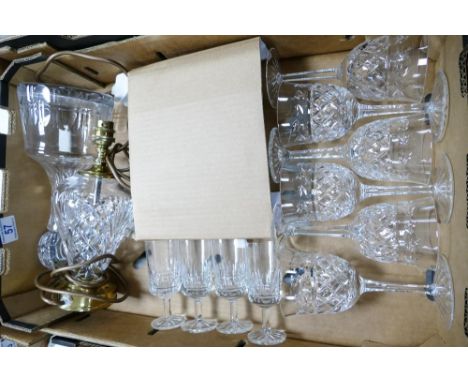 A collection of Darlington &amp; similar Cut Glass Crystal including Winer Glasses, Decanter, lamp base etc 