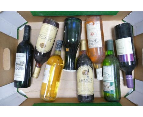 A collection of vintage wines to include  Samos Vin Doux Naturel, Chateau Fontenille 1995 etc 