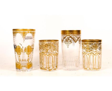 Four De Lamerie Fine Bone China heavily gilded Non Matching Tumblers , specially made high end quality item, Made in England,