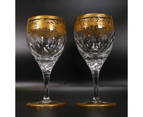 Two De Lamerie Fine Bone China heavily gilded White Wine Glasses  , specially made high end quality item, Made in England, he