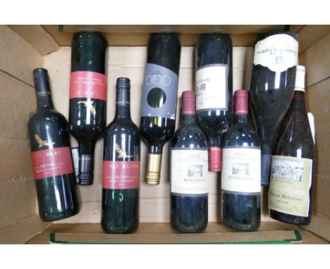 A collection of vintage wines to include Wolf Blass 2016 Red Label Shiraz, Chateau La Chataignere Bordeaux , Ogio Primitivo e