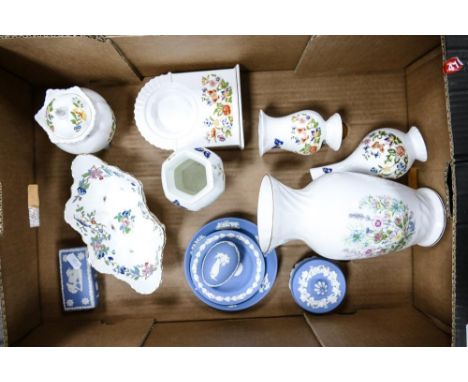 A Mixed Collection of Ceramic Items to include Aynsley Cottage Gardens items together with Wedgwood Blue Jasperware and one Q