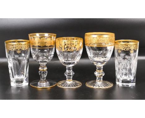 Five De Lamerie Fine Bone China heavily gilded Non Matching Tumblers  / Wine Glasses ^Goblets, specially made high end qualit