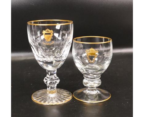Two De Lamerie Fine Bone China heavily gilded Non Matching Glasses with Bahrain Crest , specially made high end quality item,