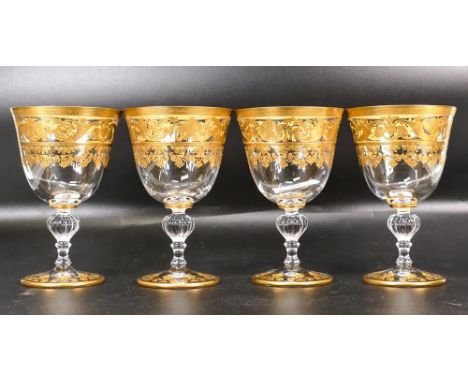 Four De Lamerie Fine Bone China heavily gilded Matching Wine glasses , specially made high end quality item, Made in England,