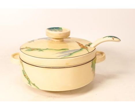 Royal Staffordshire Potter A J Wilinson Ltd hand decorated tureen &amp; ladle in Sunny brook pattern, diameter to edge of han