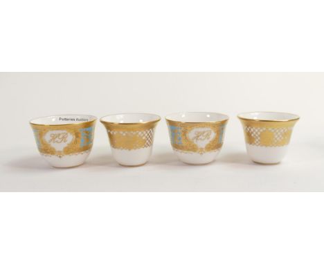 De Lamerie Fine Bone China heavily gilded Tea Bowls, specially made high end quality item, Made in England, height 4.5cm (4) 