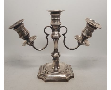 Birmingham 1975, Barker Ellis Silver Co. Three branch hallmarked Sterling Silver candlestick holder, total weight 868.9g, (ma