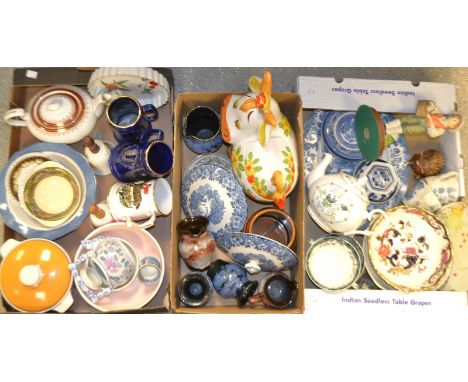 Ceramics - A Mason`s blue mandalay bowl, gold back stamp ; Welch art pottery jugs and vases ; Royal Worcester ; Aynsley; blue