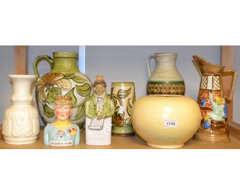 Decorative Ceramics - a Barum Barnstaple globular vase;  a Denby reproduction Daniel O'Connell reform flask;  an E Radford pi