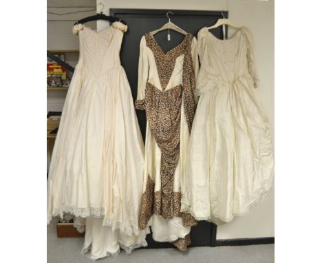 Wedding Dresses - Retail Clearance, three Ave maria bridal gowns, in cream and ivory silk, one with beadwork detailing, 17th 