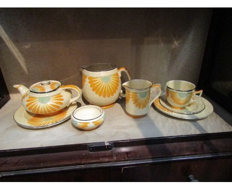 A part tea set of Grays "Sunflower" pottery wares (9)