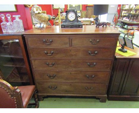 A Georgian mahogany chest of two over four drawers on bracket feet, 125cm high x 124cm wide x 58cm deep