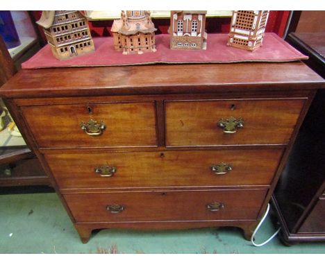 A 19th Century mahogany chest of two short over three long drawers on bracket feet, 88cm x 89cm x 45cm