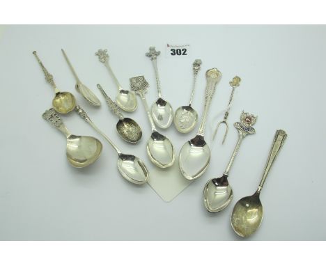 A Small Collection of Royal Commemorative, Souvenir and Other Hallmarked Silver and Plated Spoons, including hallmarked silve