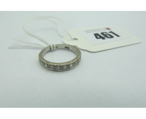 A Dainty 18ct White Gold Diamond Set Half Eternity Band, millegrain set with single cut stones (finger size K) (2.8grams). 