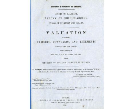 Cos Kilkenny & Offaly - Griffith (R.) Gen. Valuation of Rateable Property, Co. Kilkenny, Barony of Shillelogher. Unions of Ki