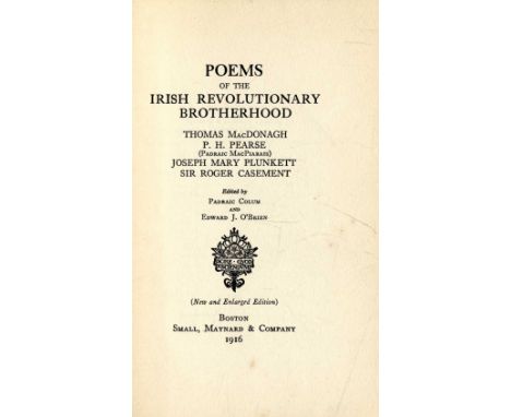 Republican Poetry: Colum (P.) & O'Brien (E.J.)ed. Poems of the Irish Revolutionary Brotherhood, Thomas Mc Donagh, P.H. Pearse