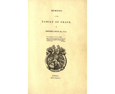 Genealogy: Grace (Sheffield) Memoirs of the Family of Grace, Thick roy 8vo L. 1823. Lim. Edn., L.P., profusely illus. portrai