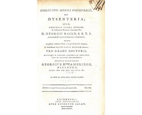 Medical Dissertations by Irish DoctorsFaucett (Richard) Dissertatio Medica Inauguralis, De Rheumatismo 8vo Edin 1797. First, 