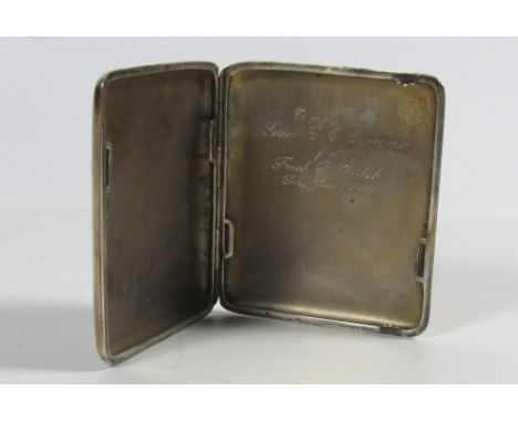 [O'Kelly (Sean T.)] A white metal cigarette Case, hallmarked and with engraved inscription, "To my friend Sean T. O'Ceallaigh