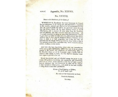 Scarce Folio Volume1798: [Castlereagh (Lord)] Report from The Committee of Secrecy, [-House of Commons] 21st August 1798, rep