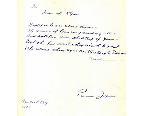 Devoy (John) Recollections of an Irish Rebel, 8vo N.Y. 1929. First Edn., port. frontis & other illus. Inscribed on front loos