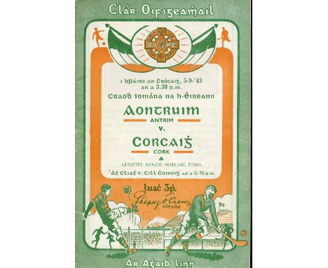 First Representation from the North of Ireland in a Hurling FinalG.A.A.: Hurling 1943 - Official Programme, All-Ireland Hurli