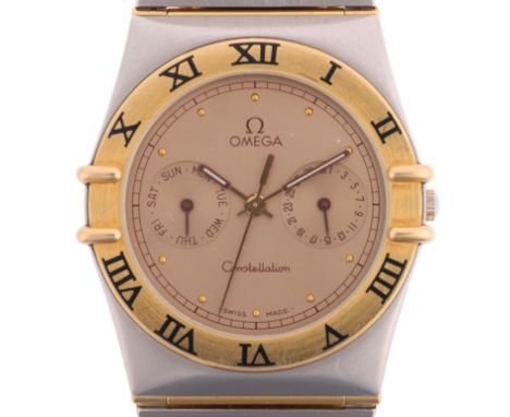OMEGA - a Vintage bi-metal Constellation quartz calendar bracelet watch, ref. 396.1070/396.1080, circa 1986, champagne dial w