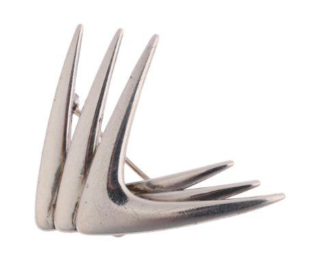 BERNHARD HERTZ - a Danish modernist sterling silver triple boomerang brooch, 42.9mm, 10g Condition Report:No damage or repair