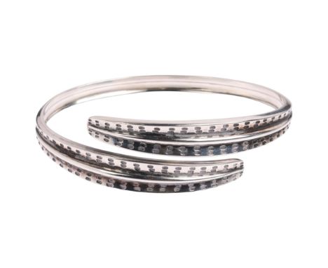 DAVID ANDERSEN - a Norwegian sterling silver Viking Revival torque bangle, a copy of original from Year 300AD, setting height