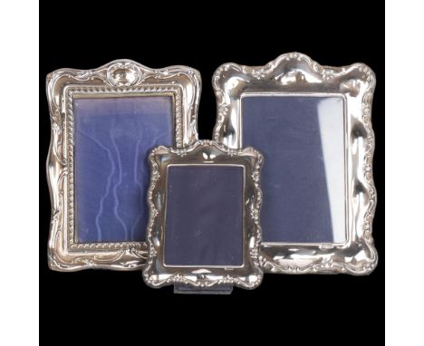 3 similar silver-fronted rectangular photo frames, largest overall 21cm x 15cm (3) Condition Report:No damage or repair, only
