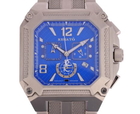 RENATO COLLEZIONI - a limited edition stainless steel Cougar Collezioni quartz chronograph bracelet watch, blue dial with lum