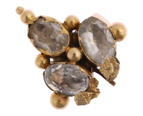 A Victorian goshenite grape ring, with later 9ct gold shank, setting height 19.7mm, size D, 2.1g Condition Report:Ring has be