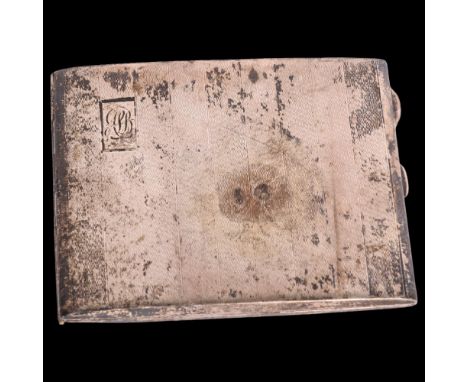 An Art Deco George V silver cigarette case, WT Wiseman, Birmingham 1930, rectangular form with allover engine turned decorati