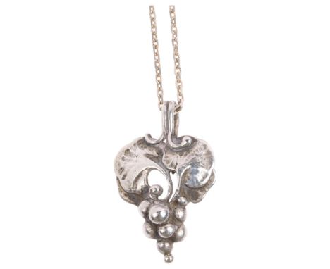 GEORG JENSEN - an Art Nouveau style Danish sterling silver Pendant Of The Year 1996 necklace, on sterling cable link chain, p