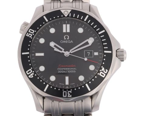 OMEGA - a stainless steel Seamaster Professional 300M quartz bracelet watch, ref. 196.1507, circa 2008, black wave dial with 