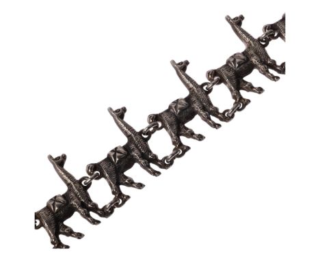 A Peruvian novelty silver lama panel bracelet, band width 27.8mm, 18cm, 43g Condition Report:No damage or repair, only light 