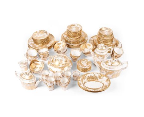 Royal Crown Derby Gold Aves: a 118-piece tea and dinner service in the Gold Aves to include a large teapot (29cm long), a sma