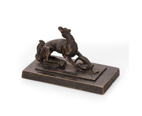 c19th Bronze Statue of a Wolf in a Trap French Russian school  very good condition with signs of wear no maker marks present 