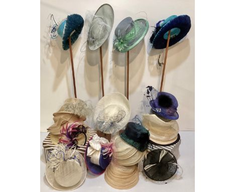 A large quantity of designer hats to include SIGGI, RACHEL TREVOR MORGAN, KATHARINE GOODISON, SYLVIA FLETCHER AT LOCK COUTURE