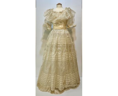 BELLVILLE SASSOON, LONDON, An early 1980s 100% silk  ball dress with all over printed pattern to outer layer, and layers of n