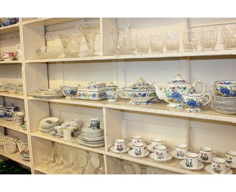 A Masons Ironstone 'Regency' part tea and dinner service, with floral decoration on cream ground, comprising a teapot, sugar 