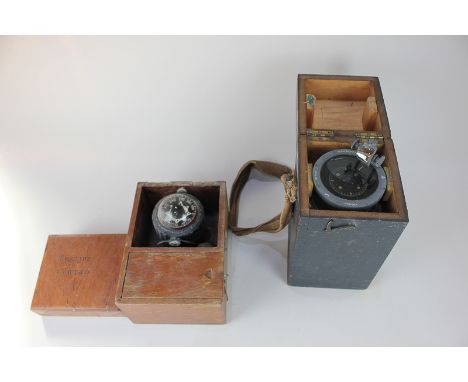A Type 06 Air Ministry compass No. 12158H, in box, together with a Taylor gimballed steering compass, Rochester N.Y. in woode