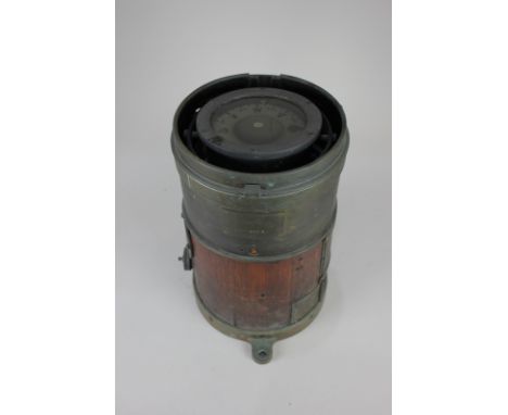 A bulkhead gimballed compass No. B4/4106L/46, in wood and brass casing marked PATT. 89 No. 857K, 31cm high
