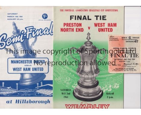 WEST HAM UNITED / 1964 FA CUP     Programme for the semi-final v Manchester United and Final v Preston North End, team change
