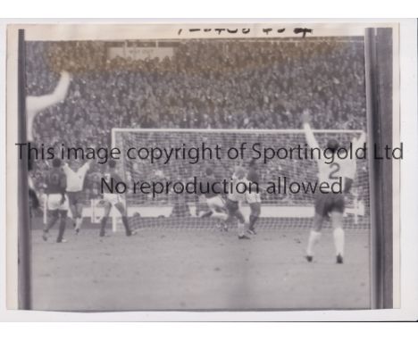 1966 WORLD CUP PRESS PHOTO / ENGLAND     Original b/w 11" X 9" with stamp and paper notation on the reverse of Bobby Charlton